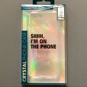 Shh, I'm on the Phone Clear iPhone 11 Pro Case Swarovski Crystals NWT